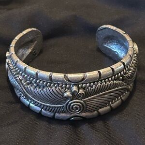 Silver Ornate Bangle Bracelet